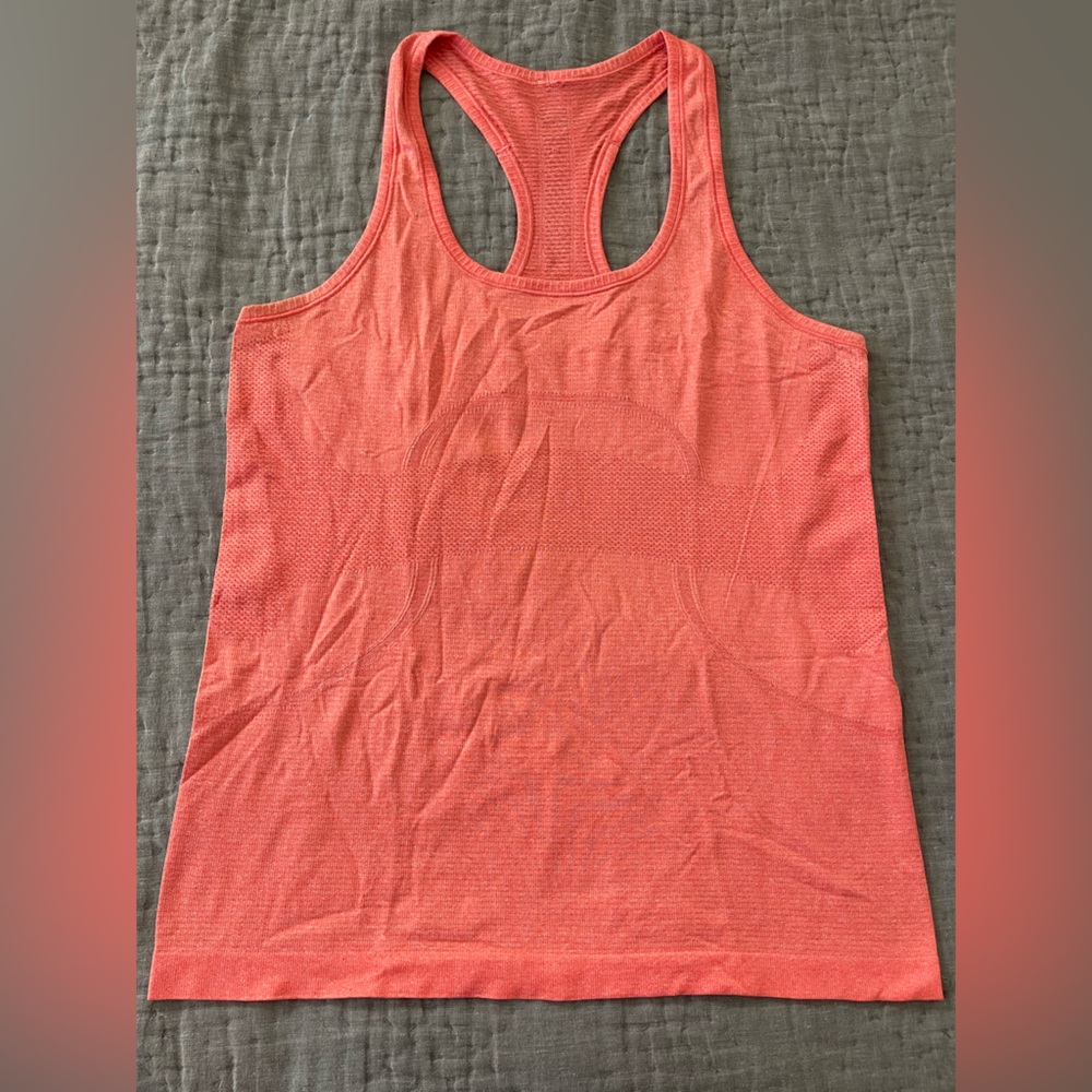 Lululemon Swiftly Tech Racerback Tank Heathered Alarming I Run for Cheese Sz 10